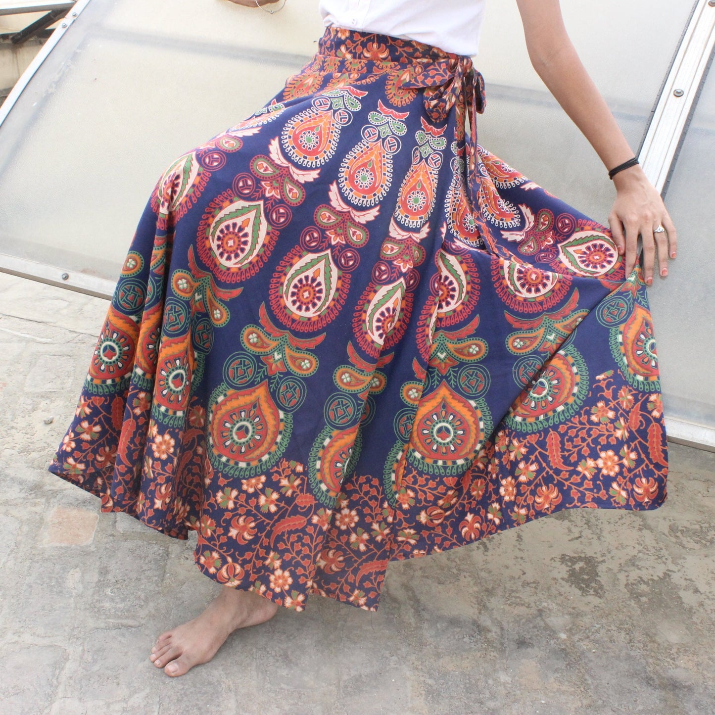 Indian Boho Skirt Wrap Skirt Boho Maxi Skirts Mandala Maxi Skirt Bohemian Long Skirt for Women Gypsy Skirt India Clothing Cotton Full Skirt