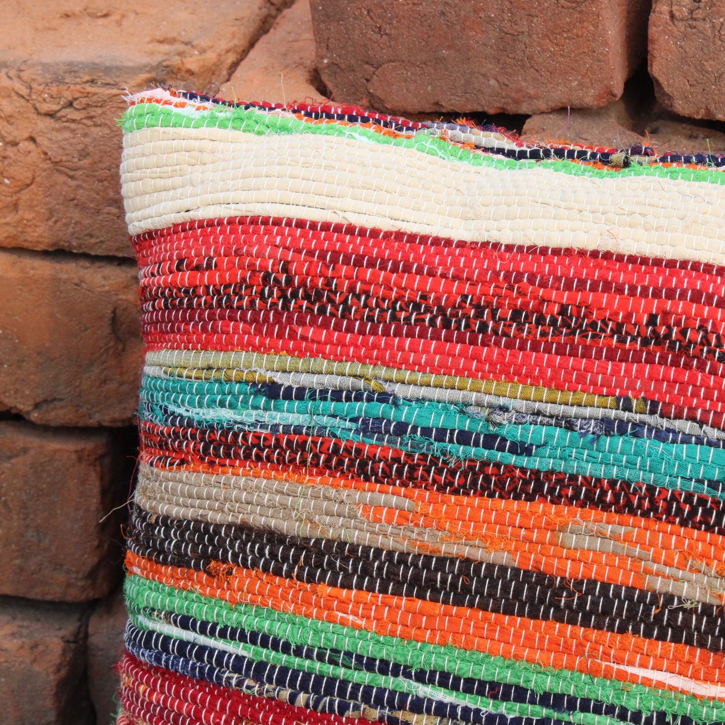 Colorful Boho Pillow Cover, Indian Handmade Pillow, Bohemian Pillow Farmhouse Cushion Chindi Rag Rug Pillow Indian Accent Pillow Sari Pillow