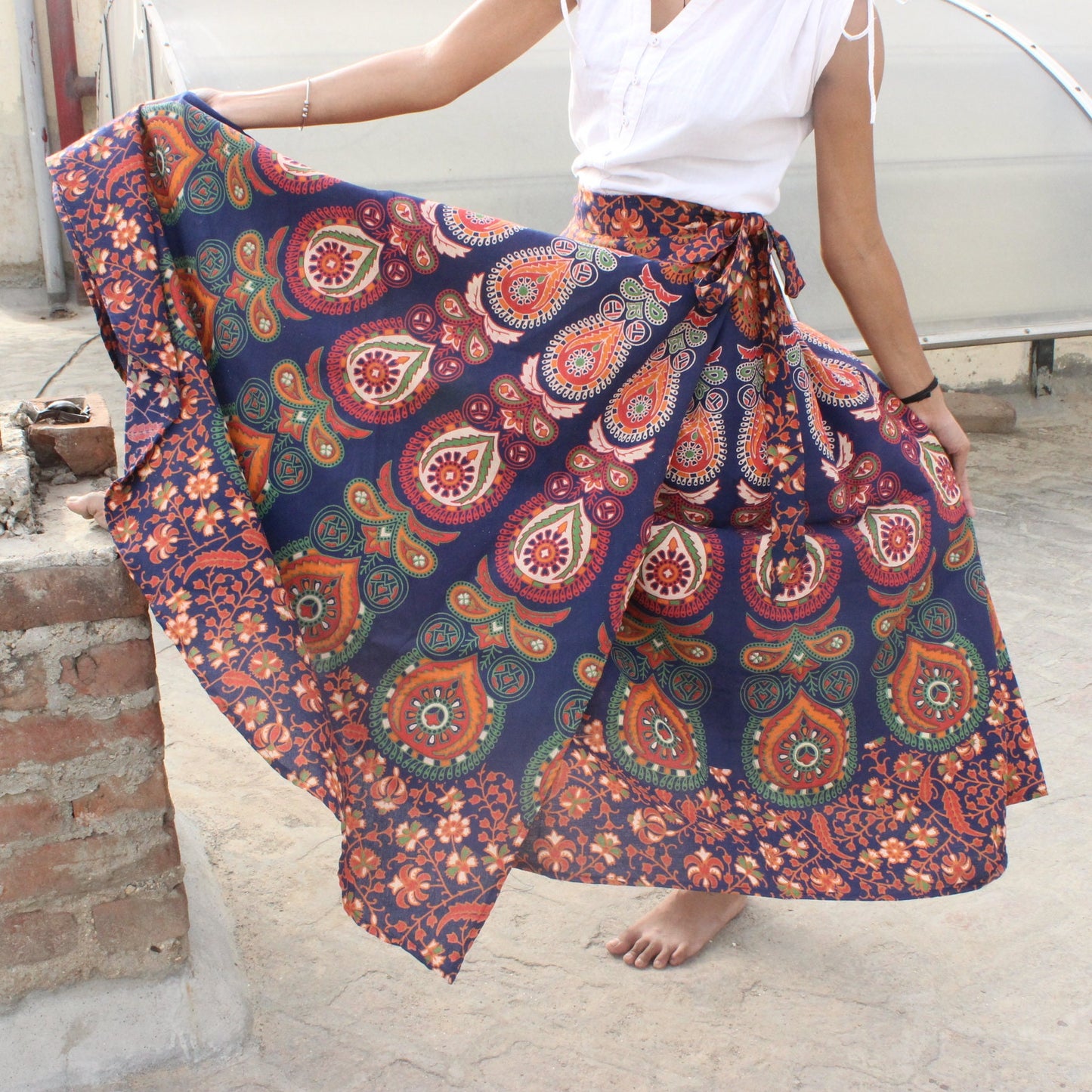 Indian Boho Skirt Wrap Skirt Boho Maxi Skirts Mandala Maxi Skirt Bohemian Long Skirt for Women Gypsy Skirt India Clothing Cotton Full Skirt