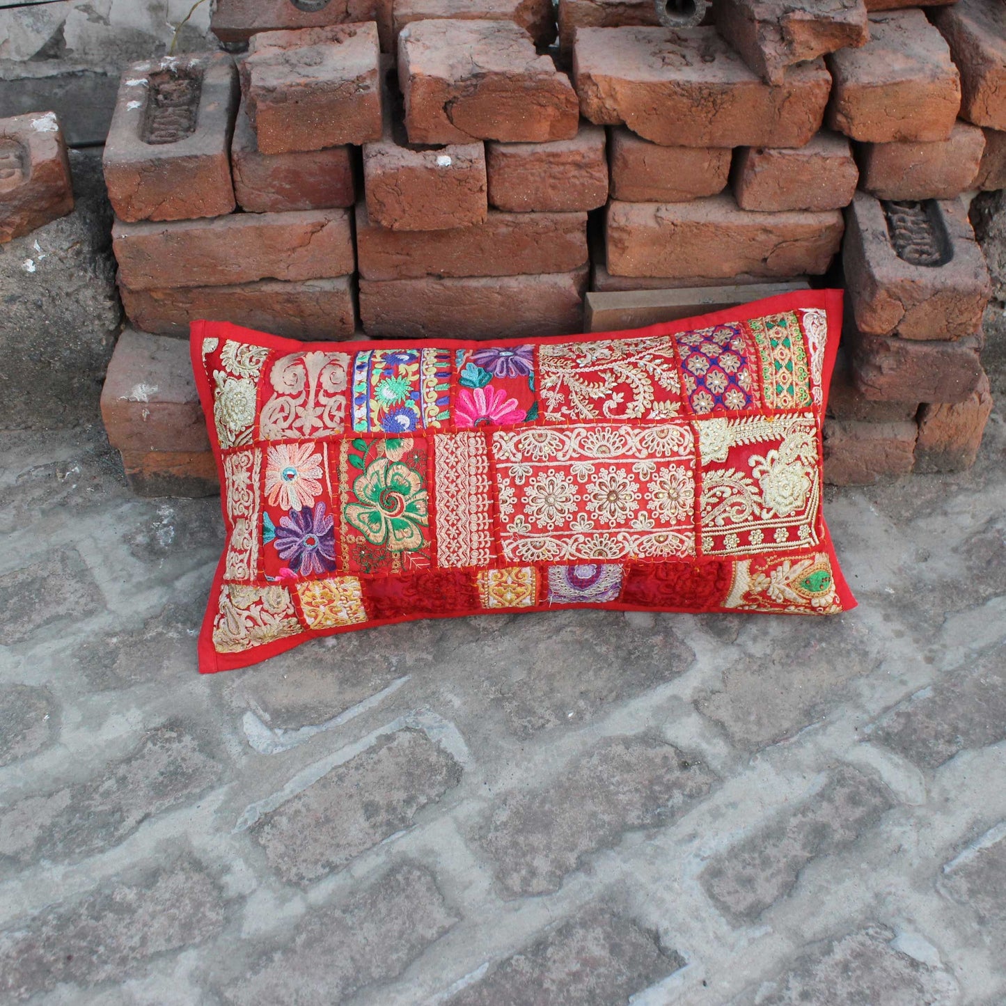 12x24 Boho pillow cover, Red bohemian decorative pillow, Boho home decor,Throw Traditional,Decorative boho pillow,Handmade Farmhouse cushion