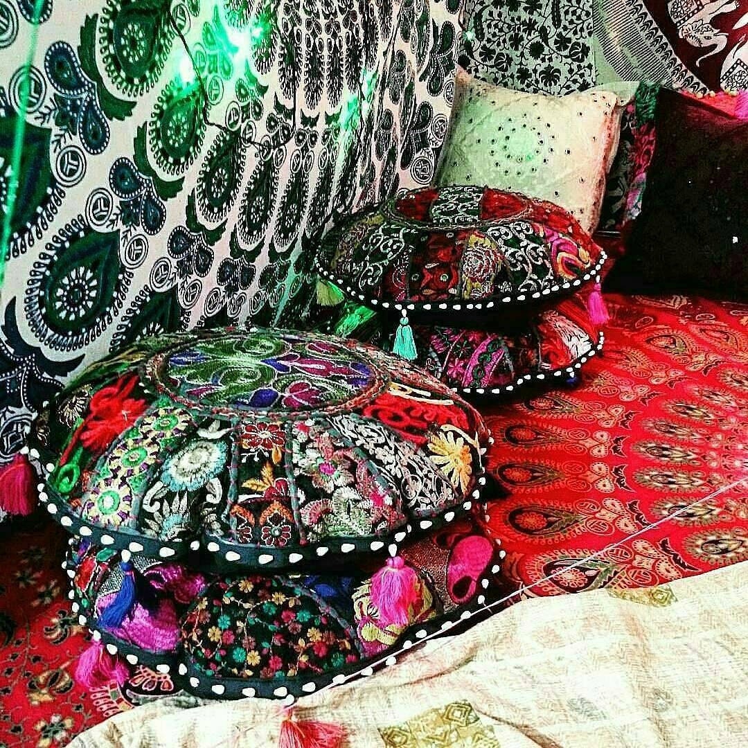 Round Meditation Cushion Meditation Pillow Floor Pillow Decorative Pillow Cover Round Patchwork Embroidered Bohemian Pillow Cover