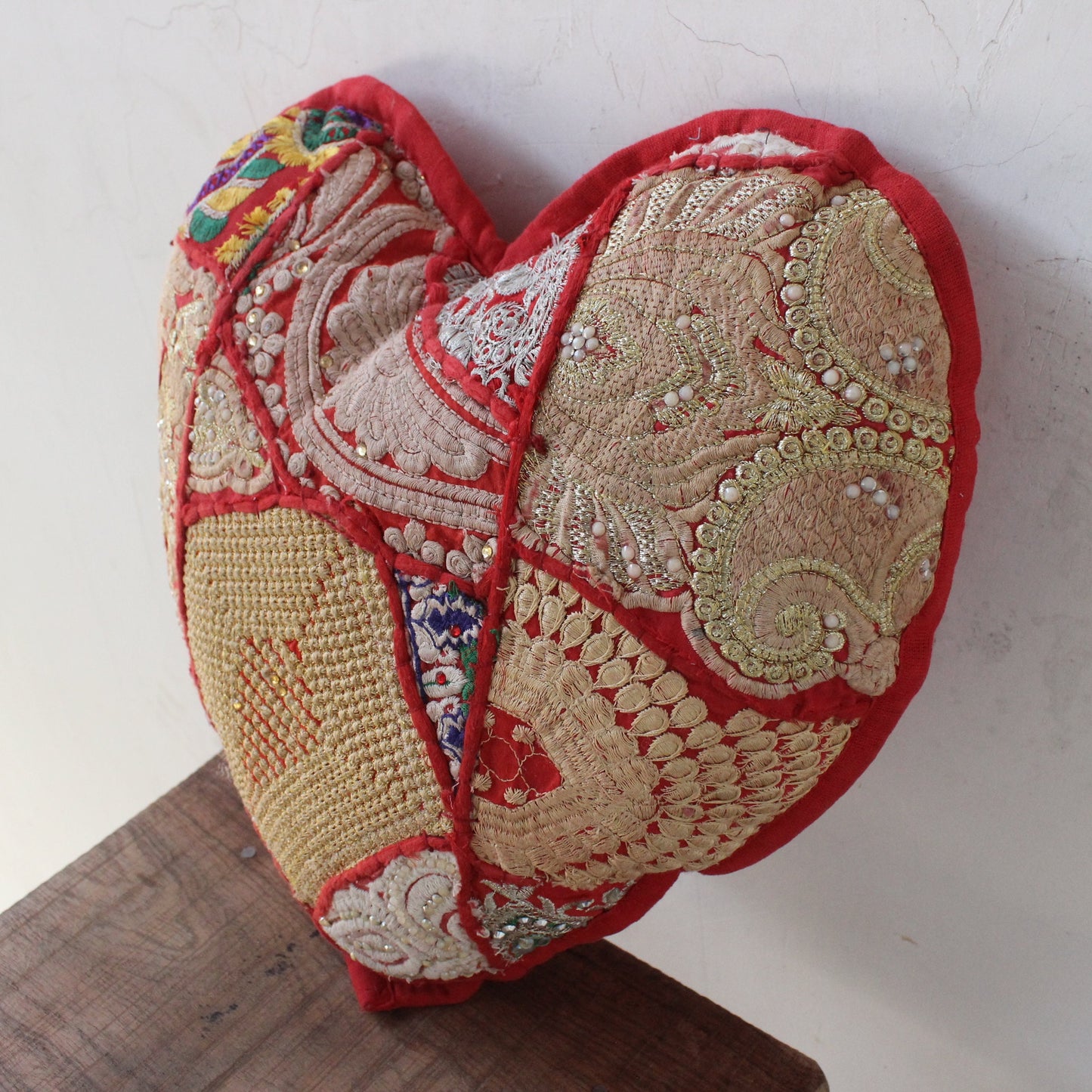 Bohemian Heart Pillow Filled Mother Day Gift Heart Cushion Decorative Love Pillow Embroidered Pillow Boho Pillow Vintage Patchwork Pillow